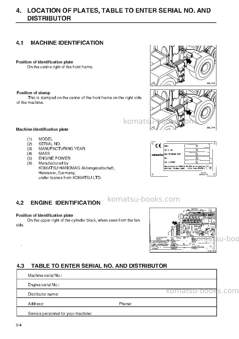 Komatsu wa380-3deu-h Operation manual cover Page 6