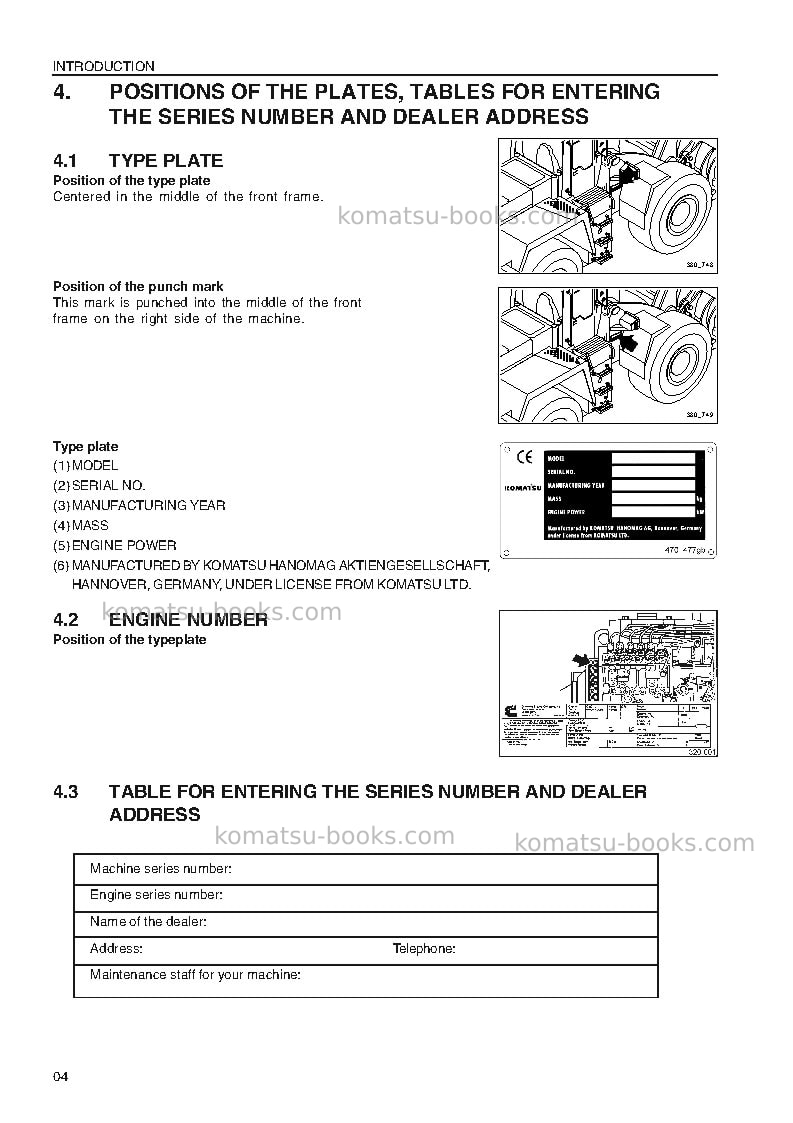 Komatsu wa420-3deu-h Operation manual cover Page 6