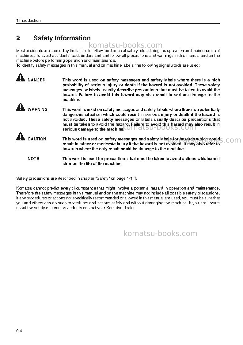 Komatsu wa470-3deu-h Operation manual cover Page 6