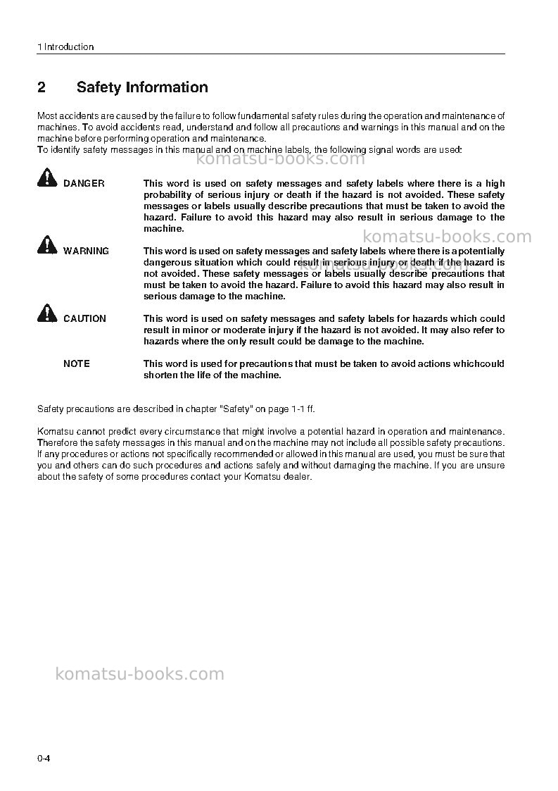 Komatsu wa470-3deu-h Operation manual cover Page 6 Komatsu wa470-3deu-h Operation manual cover Page 6