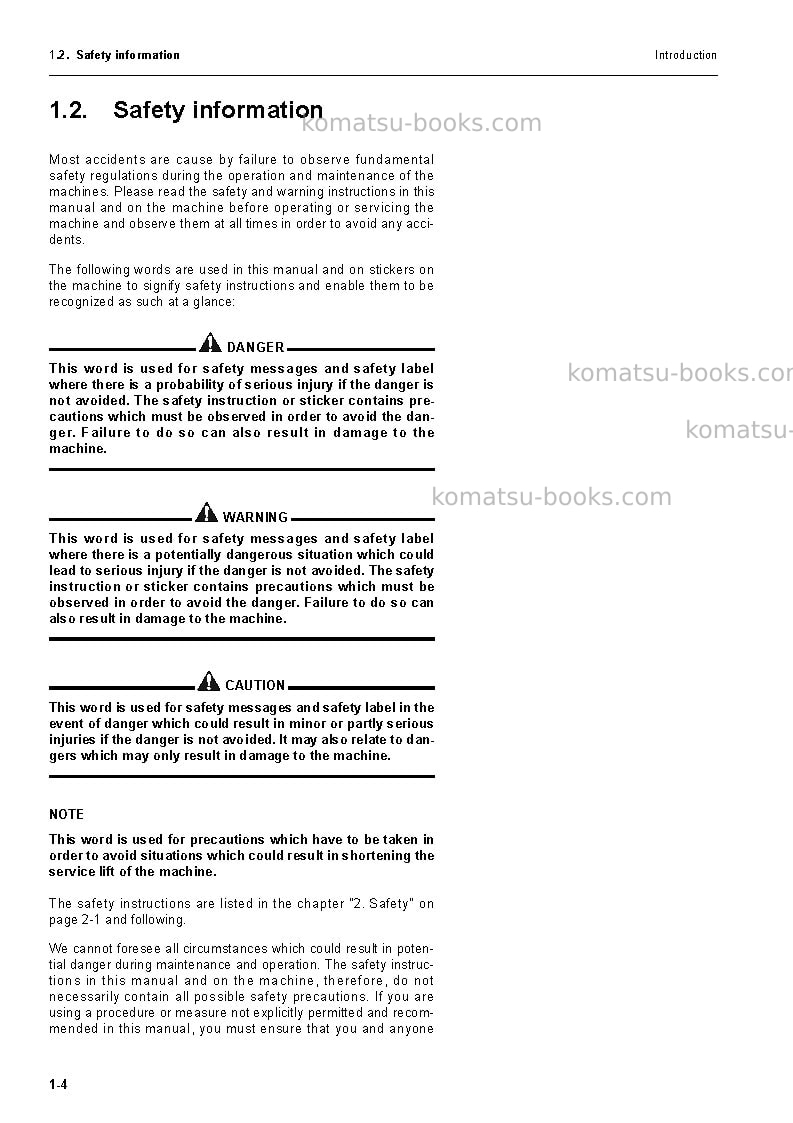 Komatsu wa470-3deu-h Operation manual cover Page 6