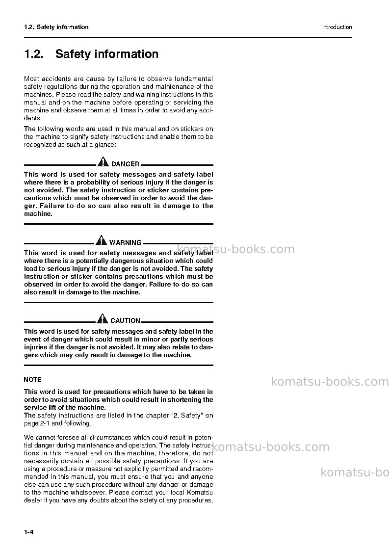 Komatsu wa500-3deu-h Operation manual cover Page 6