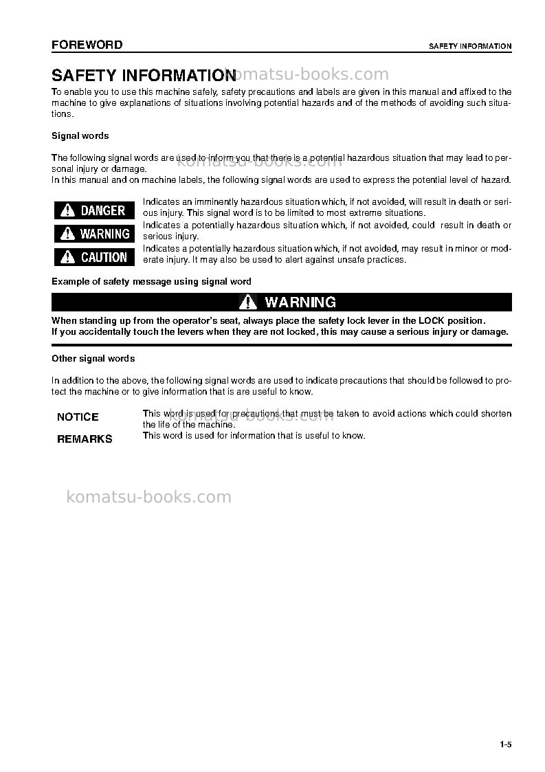 Komatsu wa380-5deu-h Operation manual cover Page 6