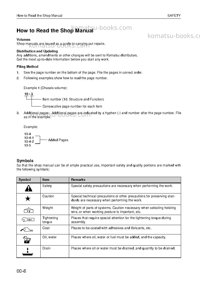 Komatsu wa270-3deu-active Repair & maintenance cover Page 6 Komatsu wa270-3deu-active Repair & maintenance cover Page 6