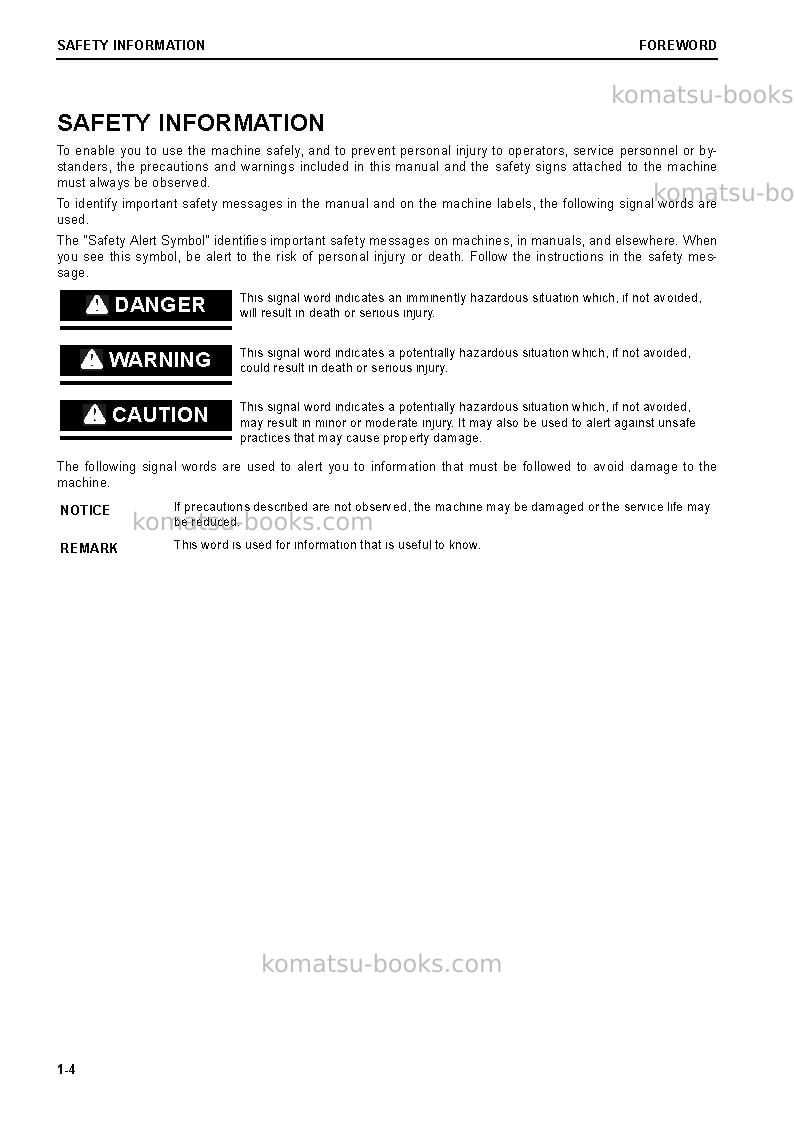 Komatsu wa470-8deu Operation manual cover Page 6 Komatsu wa470-8deu Operation manual cover Page 6