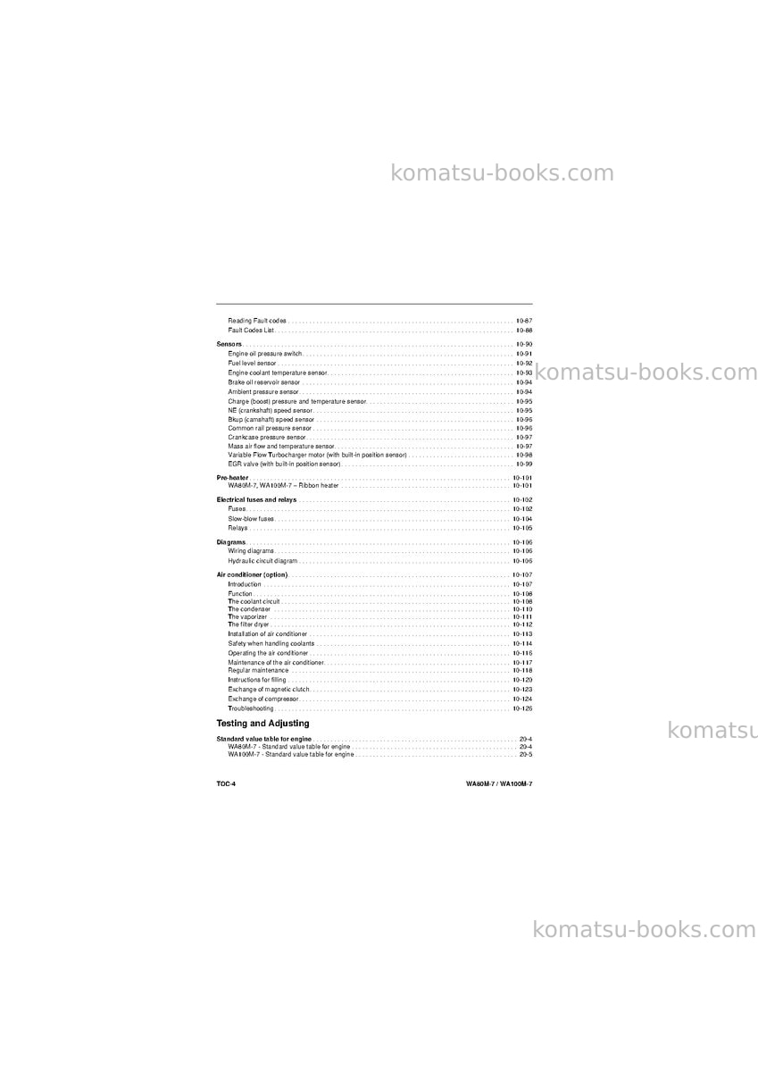 Komatsu wa100m-7deu Repair & maintenance cover Page 6
