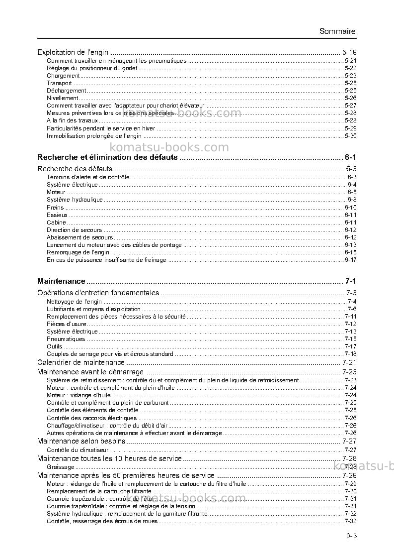 Komatsu wa65-3deu-30 km/h Manuel d'utilisation couverture Page 6 Komatsu wa65-3deu-30 km/h Manuel d'utilisation couverture Page 6