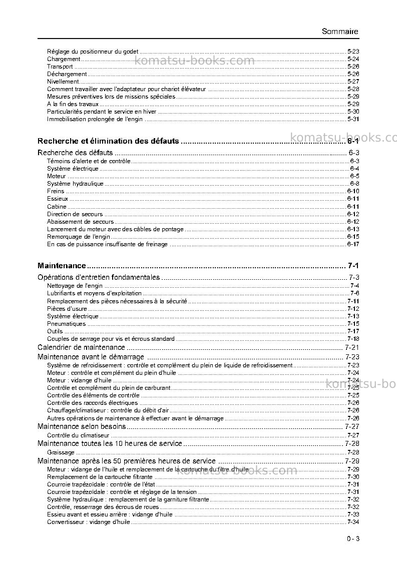 Komatsu wa75-3deu Manuel d'utilisation couverture Page 6 Komatsu wa75-3deu Manuel d'utilisation couverture Page 6