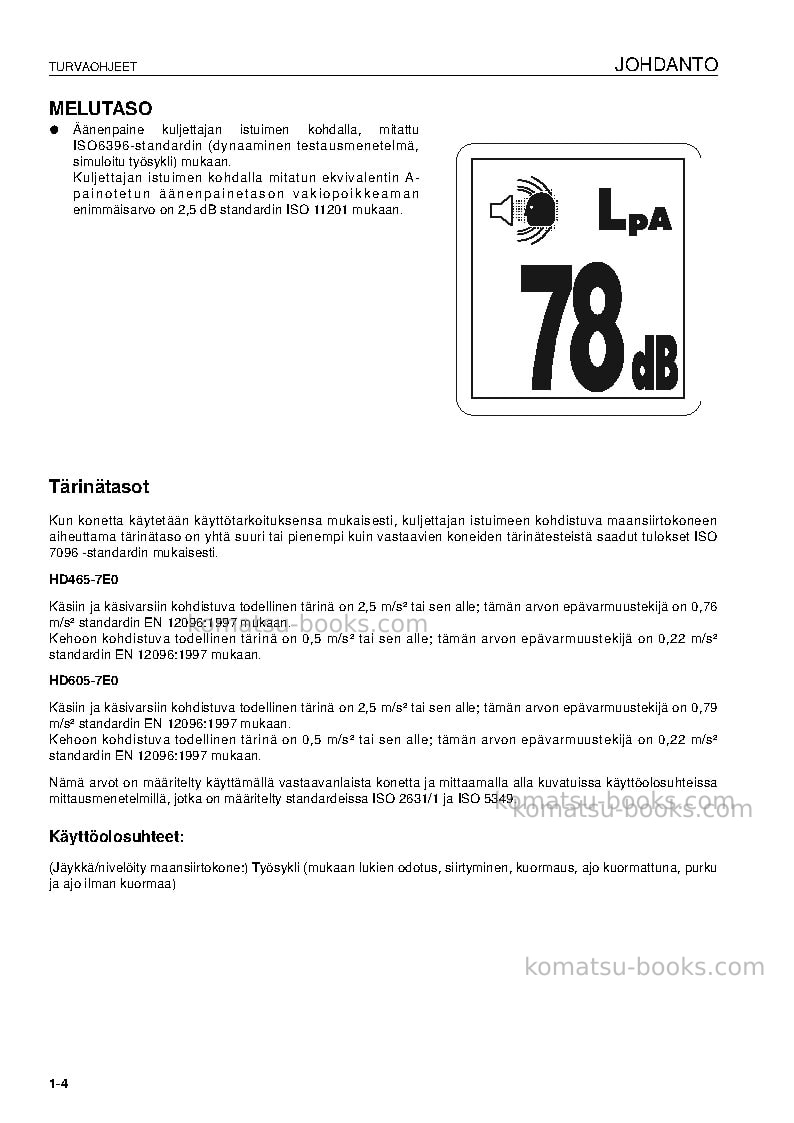 Komatsu hd605-7deu-tier3 Operation manual cover Page 6