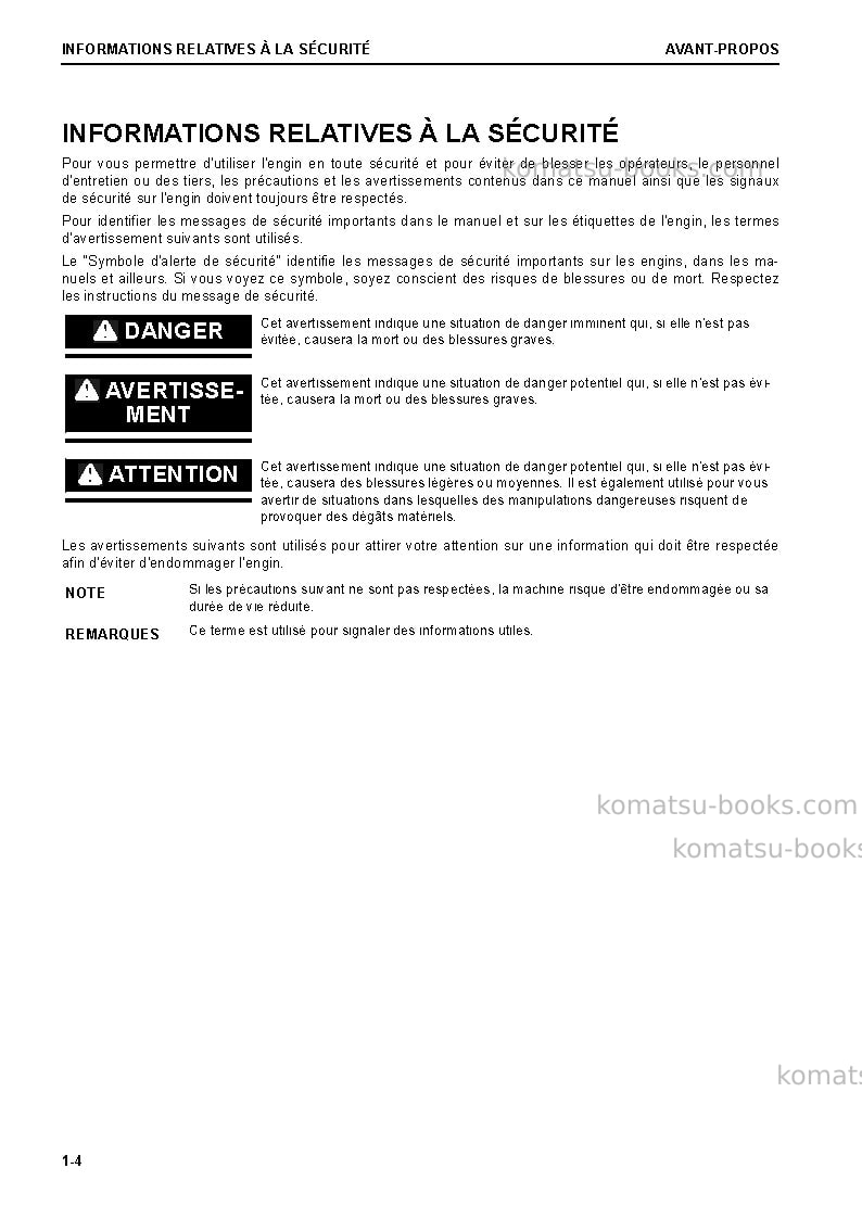 Komatsu wa470-8deu Manuel d'utilisation couverture Page 6 Komatsu wa470-8deu Manuel d'utilisation couverture Page 6