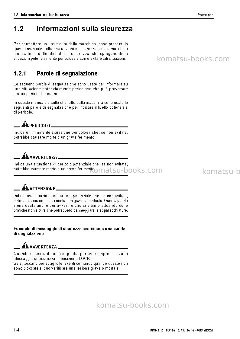Komatsu pw160-10deu Manuale operativo copertina Pagina 6 Komatsu pw160-10deu Manuale operativo copertina Pagina 6
