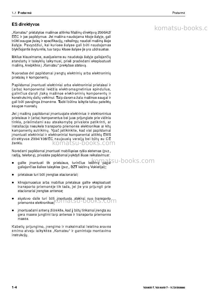 Komatsu wa80m-7deu Operation manual cover Page 6 Komatsu wa80m-7deu Operation manual cover Page 6