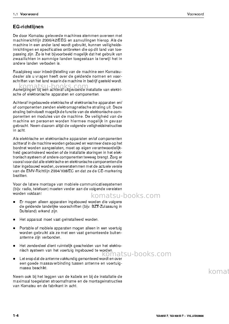 Komatsu wa80m-7deu Operation manual cover Page 6 Komatsu wa80m-7deu Operation manual cover Page 6