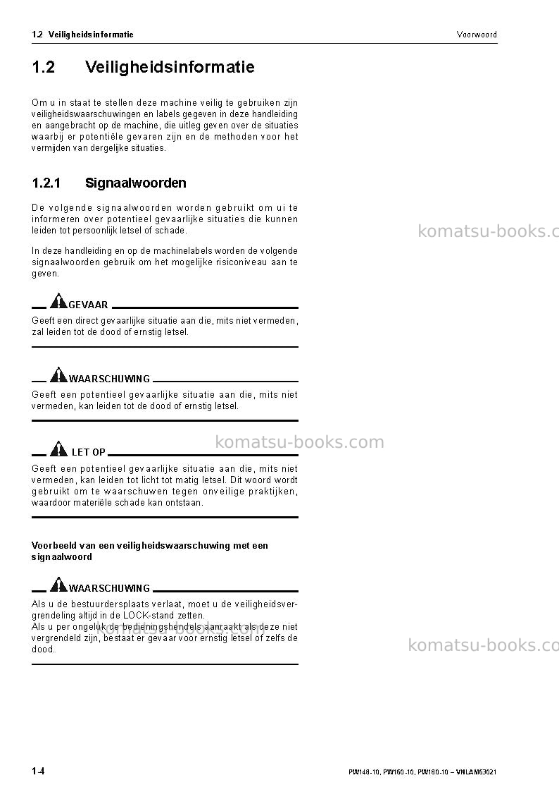 Komatsu pw160-10deu Operation manual cover Page 6 Komatsu pw160-10deu Operation manual cover Page 6