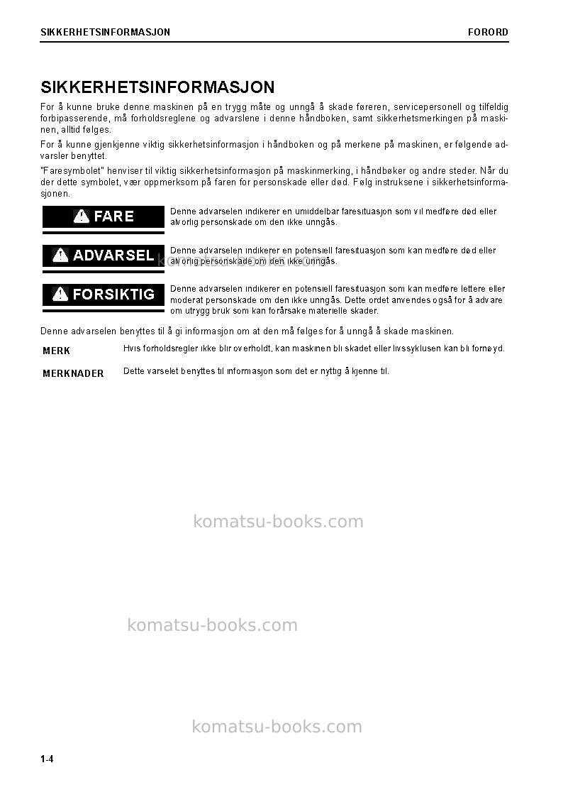 Komatsu wa470-8deu Operation manual cover Page 6 Komatsu wa470-8deu Operation manual cover Page 6