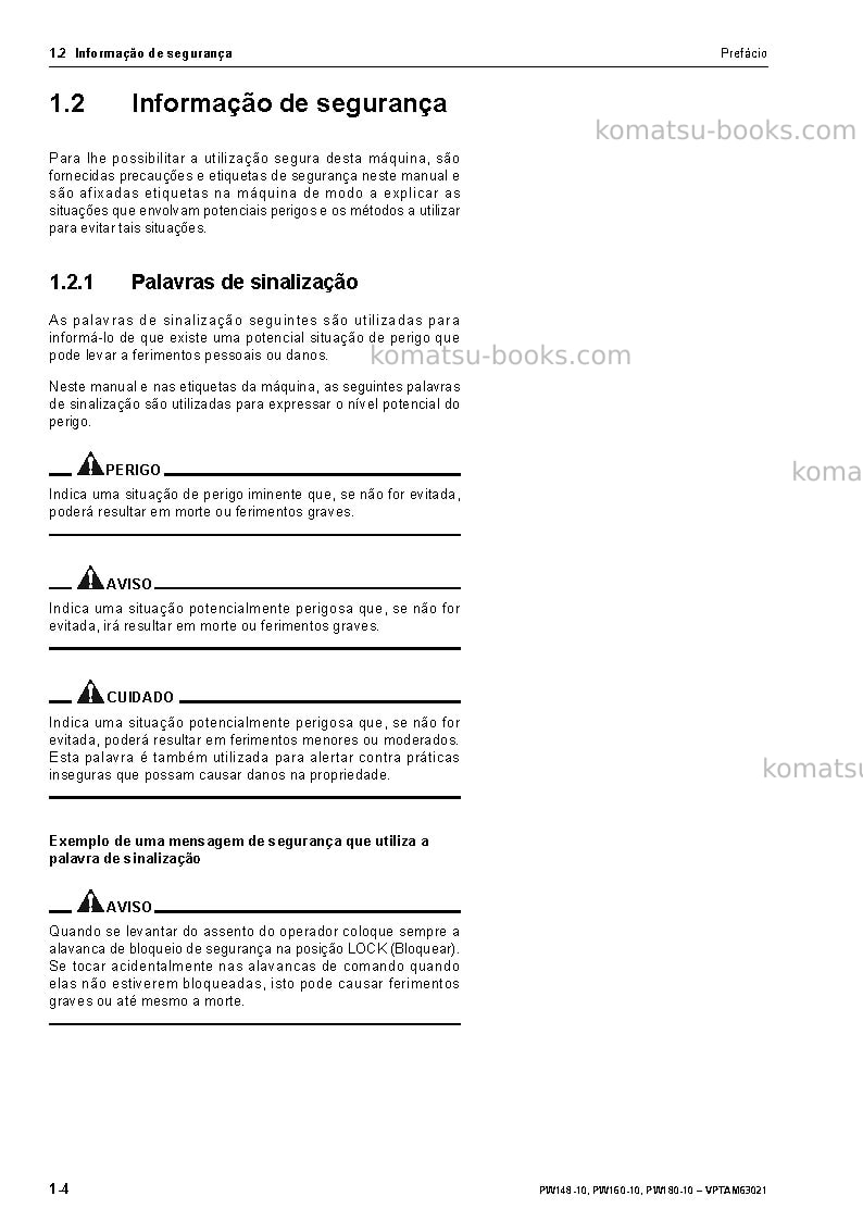 Komatsu pw160-10deu Manual de operação capa Página 6
