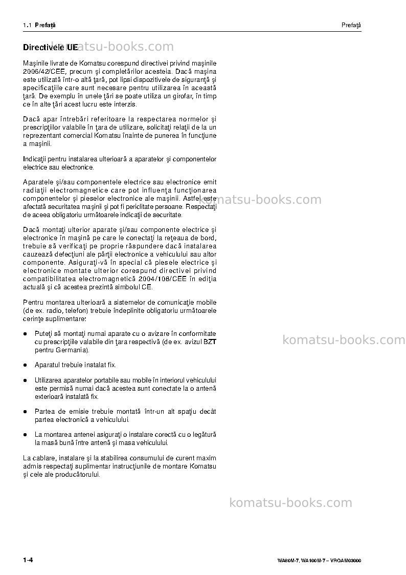 Komatsu wa80m-7deu Operation manual cover Page 6