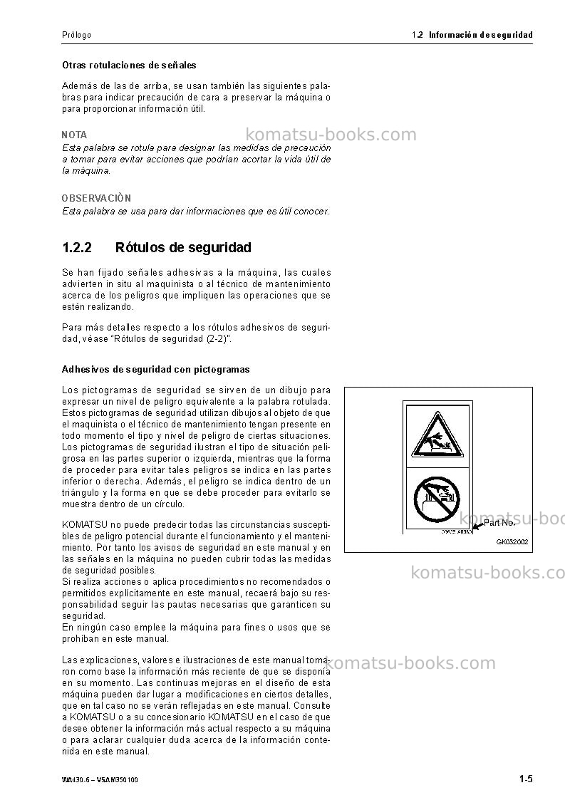 Komatsu wa430-6deu Manual de operación cover Page 6 Komatsu wa430-6deu Manual de operación cover Page 6