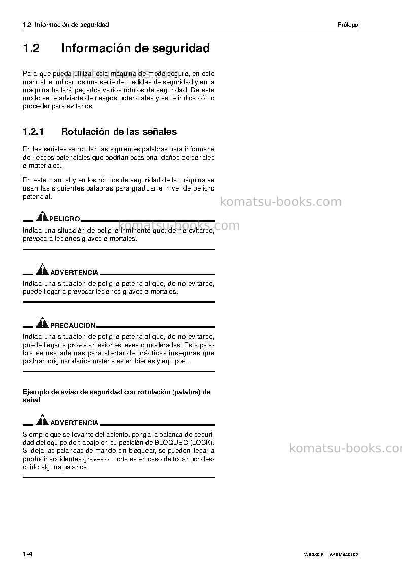 Komatsu wa380-6deu Manual de operación cover Page 6 Komatsu wa380-6deu Manual de operación cover Page 6