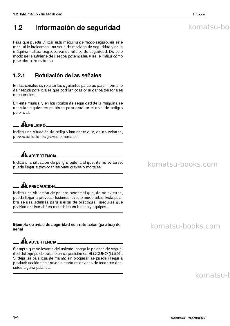 Komatsu wa430-6deu Manual de operación cover Page 6 Komatsu wa430-6deu Manual de operación cover Page 6