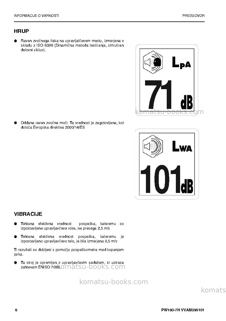 Komatsu pw160-7deu Operation manual cover Page 6 Komatsu pw160-7deu Operation manual cover Page 6