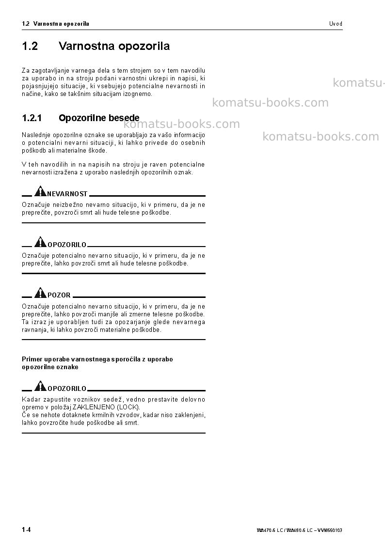 Komatsu wa480-6deu-lc Operation manual cover Page 6 Komatsu wa480-6deu-lc Operation manual cover Page 6