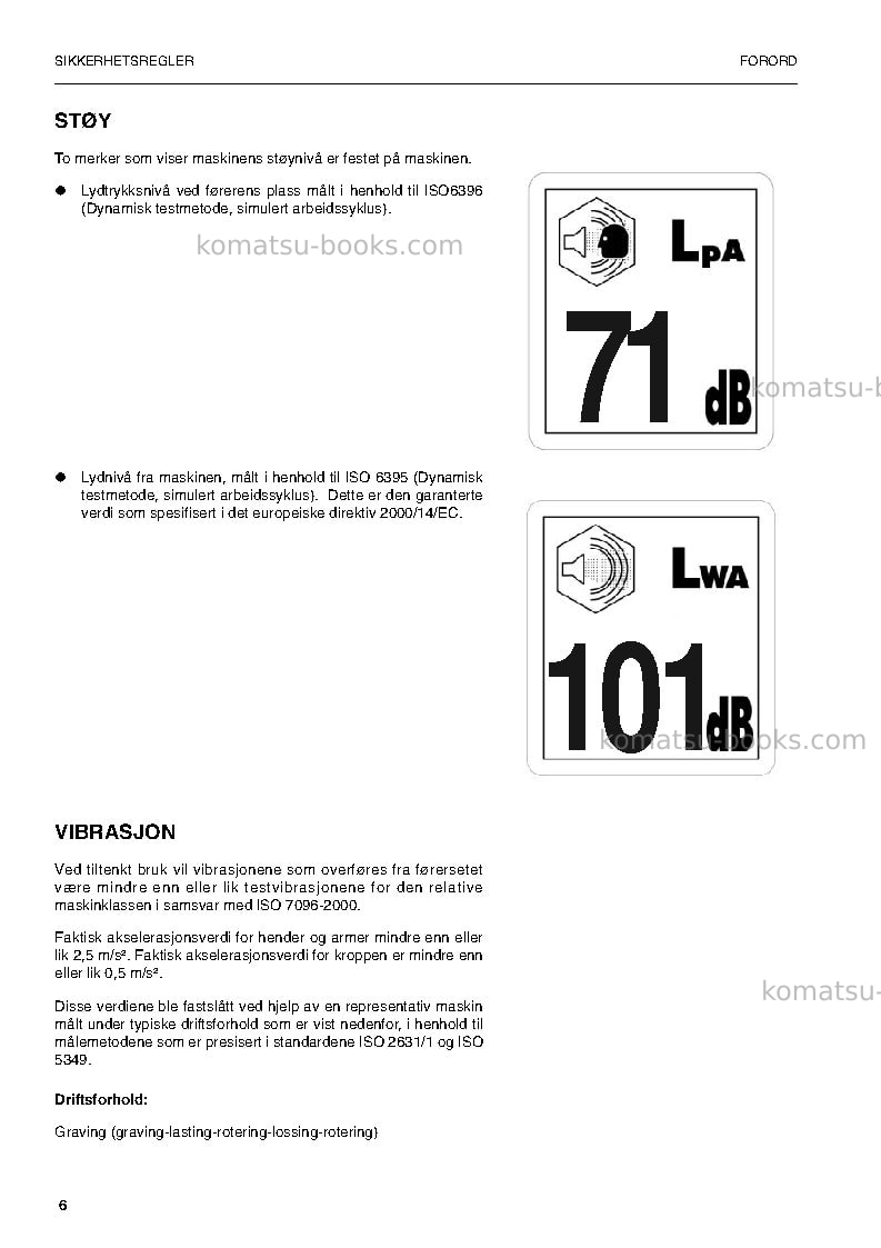 Komatsu pw160-7deu Operation manual cover Page 6