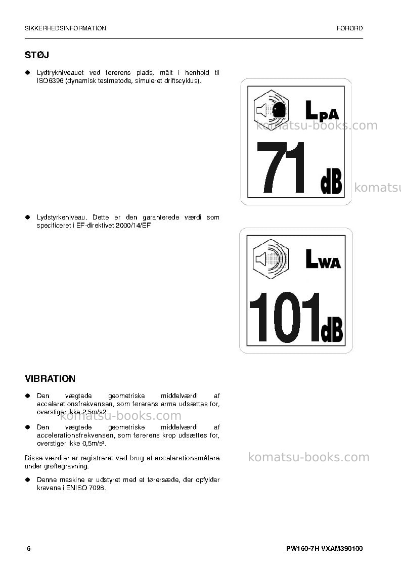 Komatsu pw160-7deu Operation manual cover Page 6 Komatsu pw160-7deu Operation manual cover Page 6
