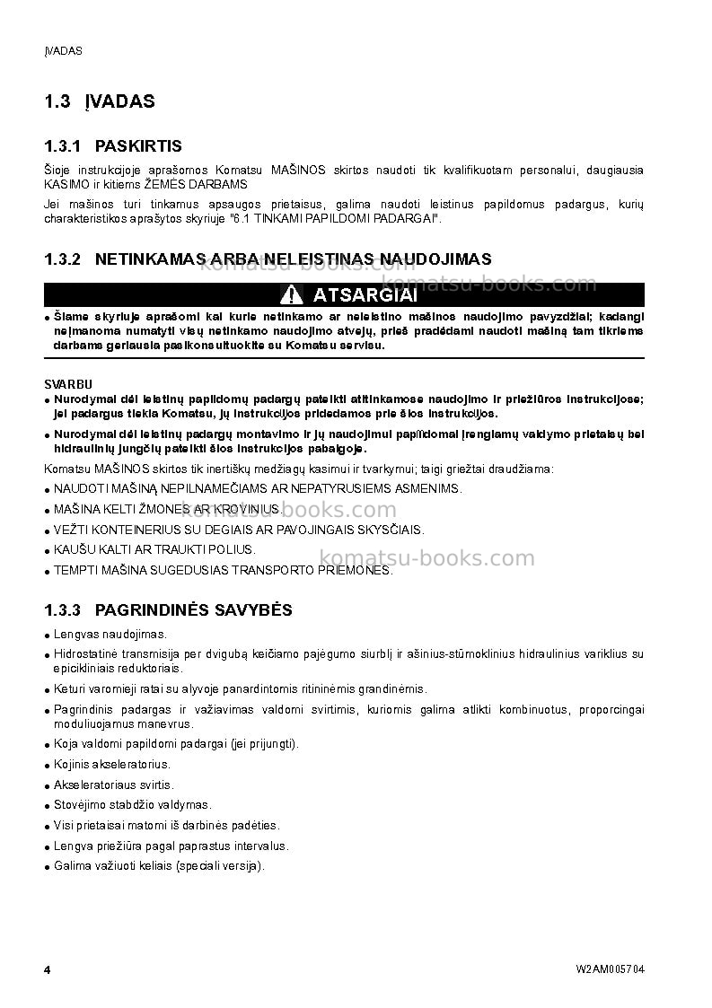 Komatsu sk1026-5ita Operation manual cover Page 6