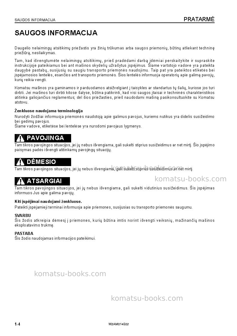 Komatsu pc22mr-3ita Operation manual cover Page 6 Komatsu pc22mr-3ita Operation manual cover Page 6