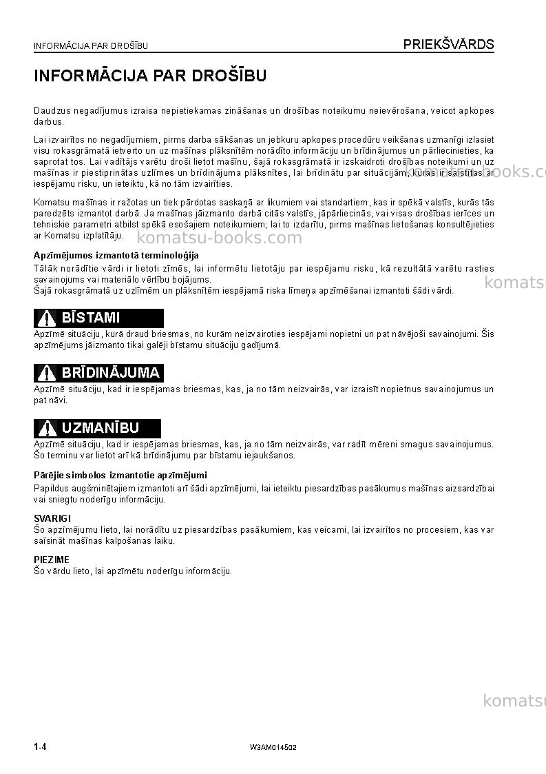Komatsu pc22mr-3ita Operation manual cover Page 6
