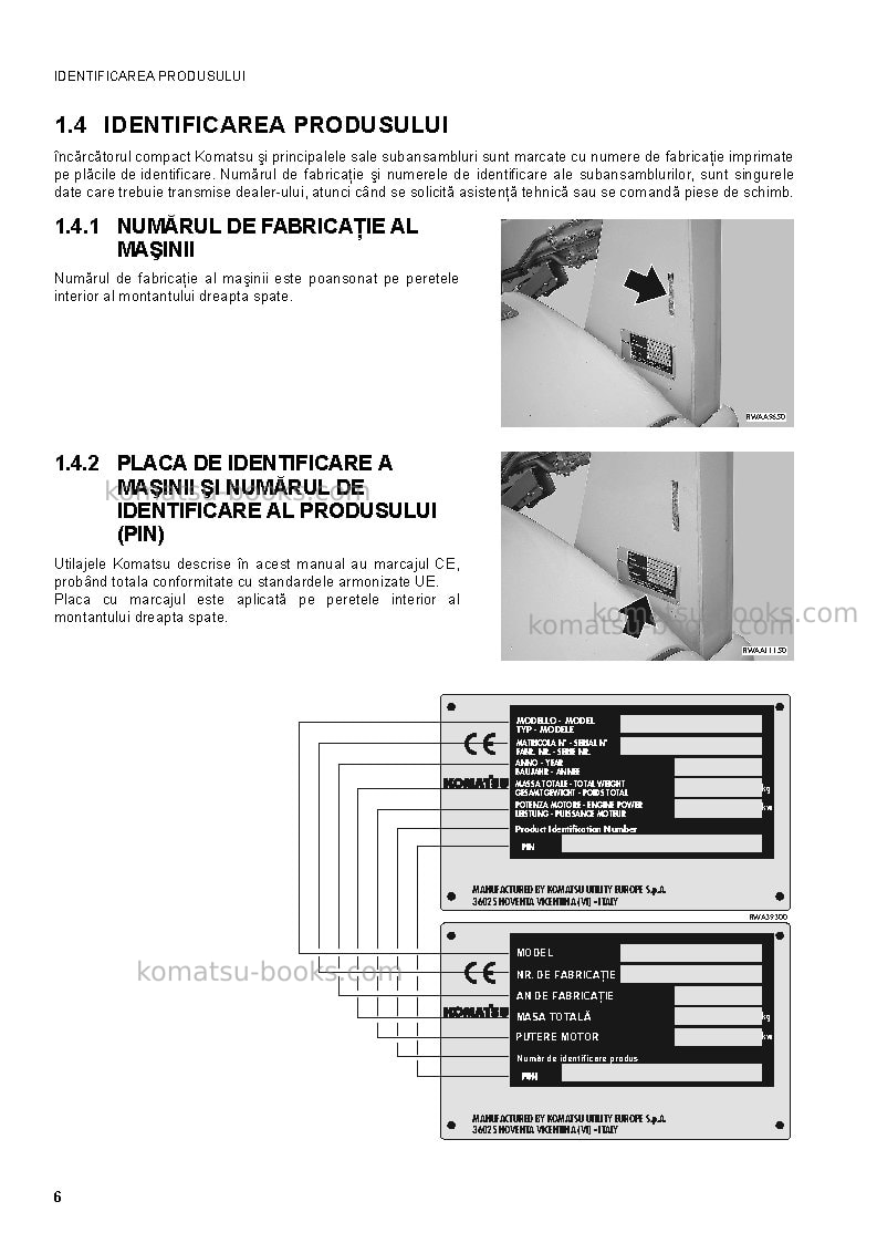Komatsu sk1020-5ita Operation manual cover Page 6