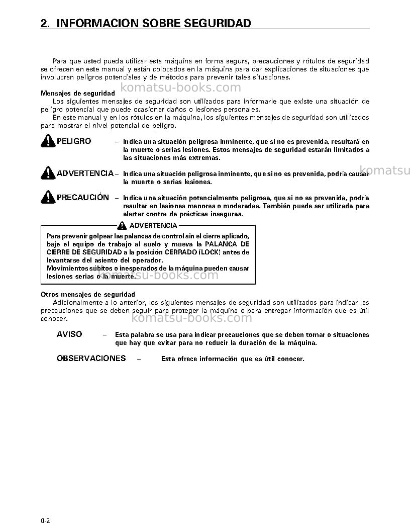 Komatsu wa1200-3jpn-a Manual de operación cover Page 6