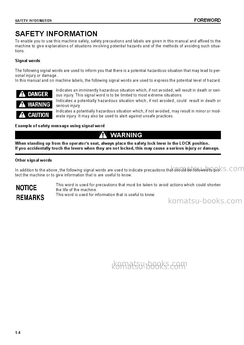 Komatsu wa470-5deu-h Operation manual cover Page 6