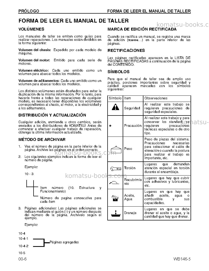Komatsu wb146-5usa Reparación y mantenimiento cover Page 6