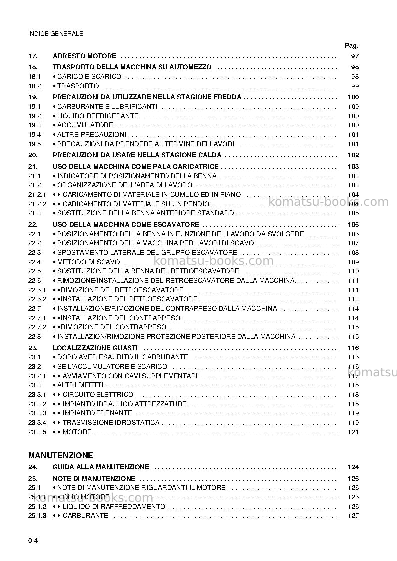 Komatsu wb98a-2ita Operation manual cover Page 6 Komatsu wb98a-2ita Operation manual cover Page 6
