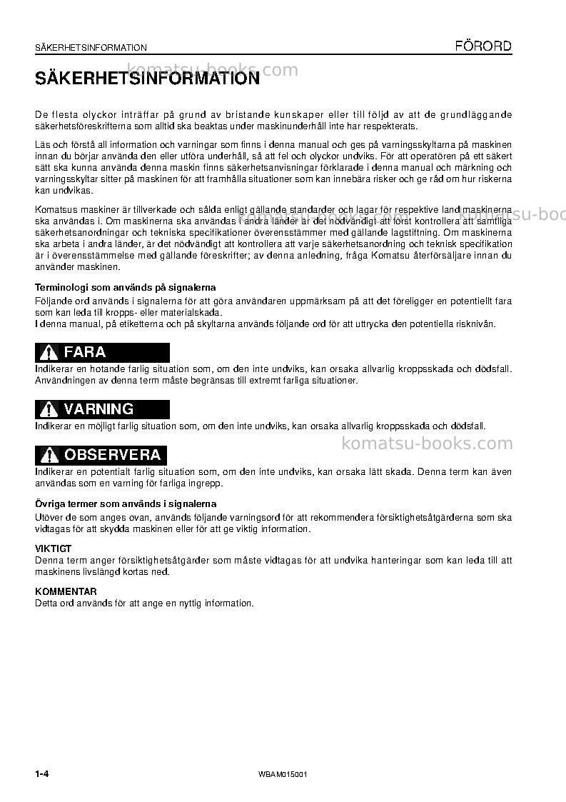 Komatsu pw98mr-8ita Operation manual cover Page 6