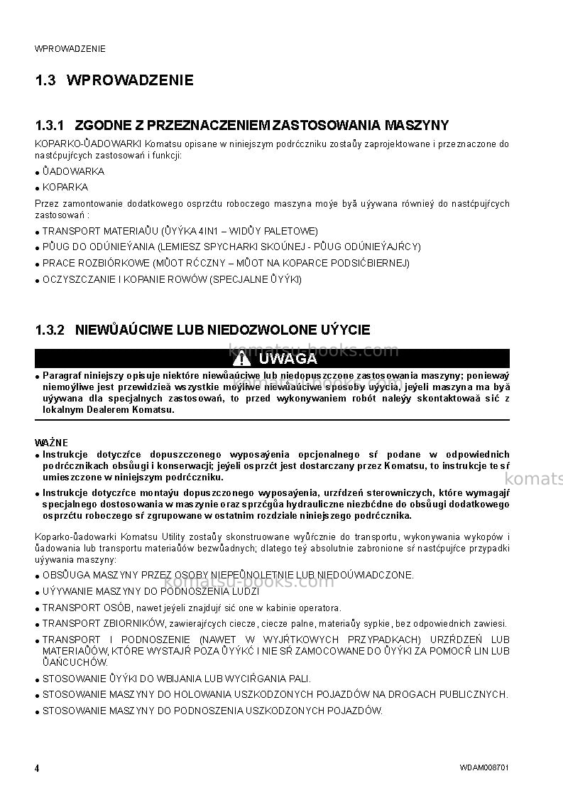 Komatsu wb93r-5ita-tier 3 Instrukcja obsługi okładka Strona 6