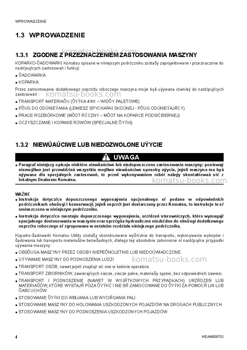 Komatsu wb93r-5ita-tier 3 Instrukcja obsługi okładka Strona 6