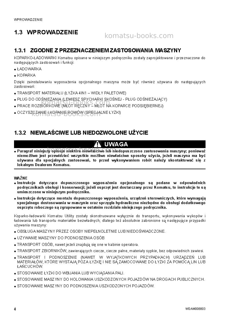 Komatsu wb97r-5ita-tier 3 Instrukcja obsługi okładka Strona 6