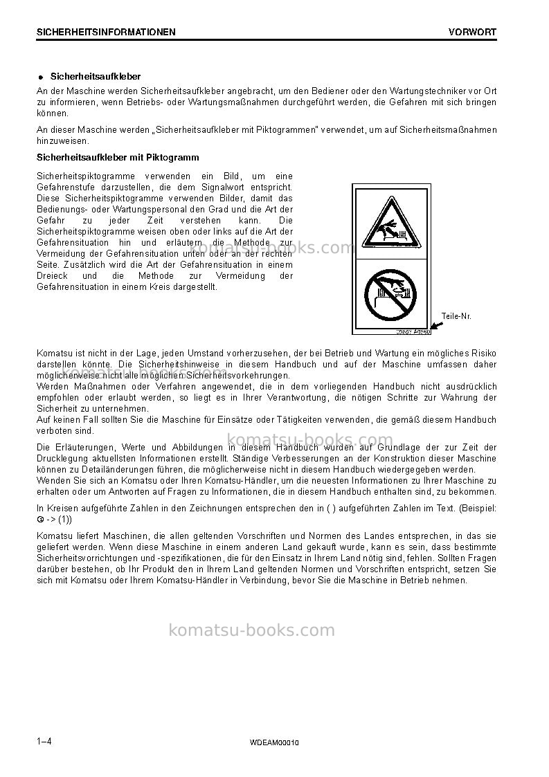 Komatsu pc138us-10ita Betriebsanleitung Titelseite Seite 6 Komatsu pc138us-10ita Betriebsanleitung Titelseite Seite 6