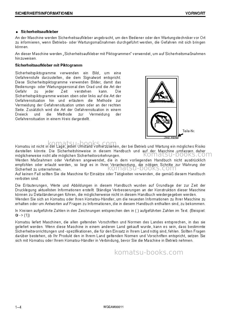 Komatsu pc138us-10ita Betriebsanleitung Titelseite Seite 6 Komatsu pc138us-10ita Betriebsanleitung Titelseite Seite 6