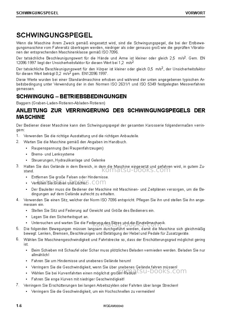 Komatsu pc88mr-10ita Betriebsanleitung Titelseite Seite 6 Komatsu pc88mr-10ita Betriebsanleitung Titelseite Seite 6
