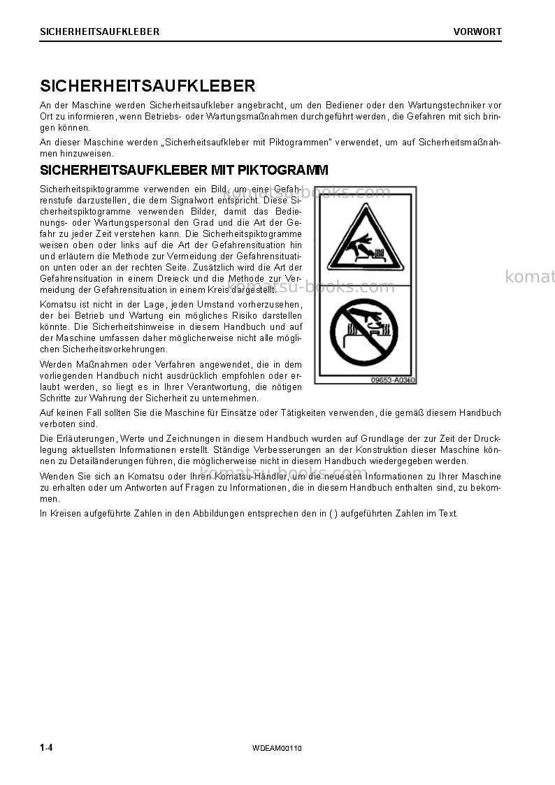 Komatsu pc138us-11ita Betriebsanleitung Titelseite Seite 6 Komatsu pc138us-11ita Betriebsanleitung Titelseite Seite 6