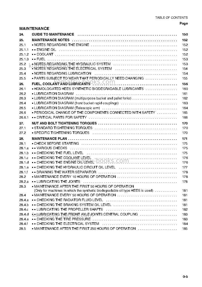 Komatsu wb150ps-2ita Operation manual cover Page 6 Komatsu wb150ps-2ita Operation manual cover Page 6