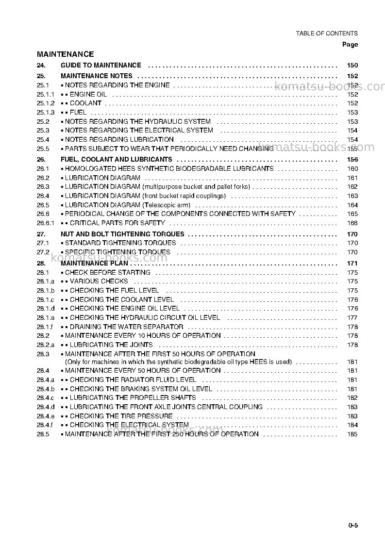 Komatsu wb150ps-2ita Operation manual cover Page 6