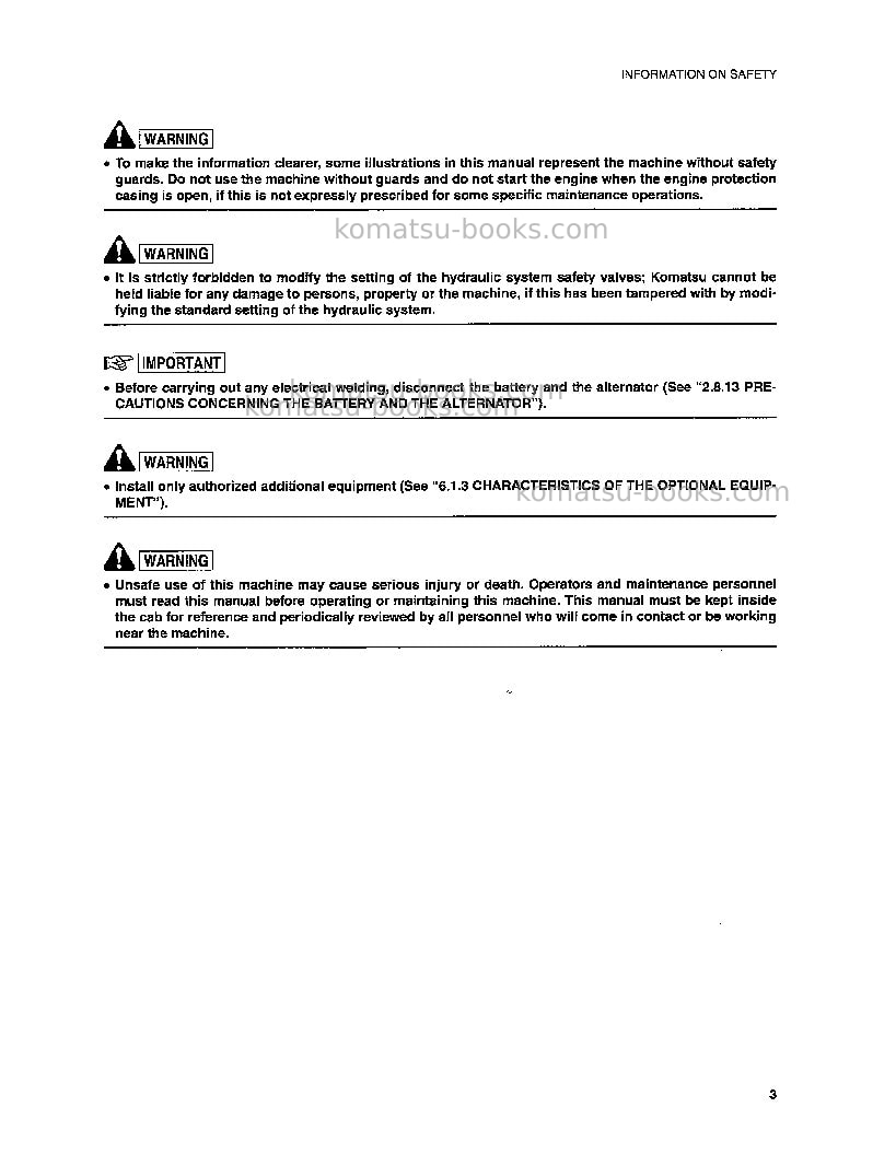 Komatsu pc75r-2ita Operation manual cover Page 6 Komatsu pc75r-2ita Operation manual cover Page 6