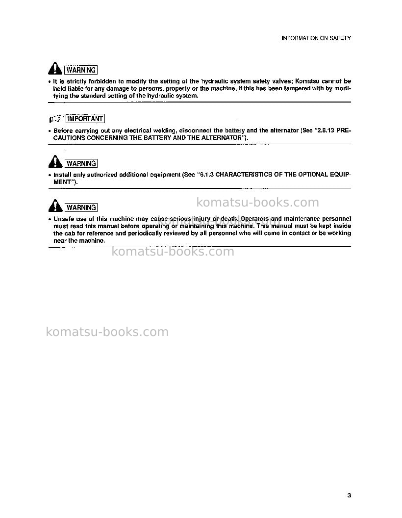 Komatsu pc95r-2ita Operation manual cover Page 6 Komatsu pc95r-2ita Operation manual cover Page 6