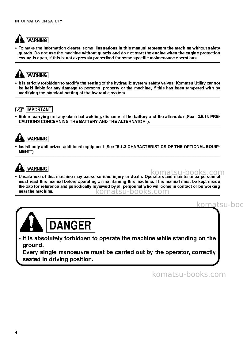 Komatsu sk714-5ita-/ Operation manual cover Page 6 Komatsu sk714-5ita-/ Operation manual cover Page 6