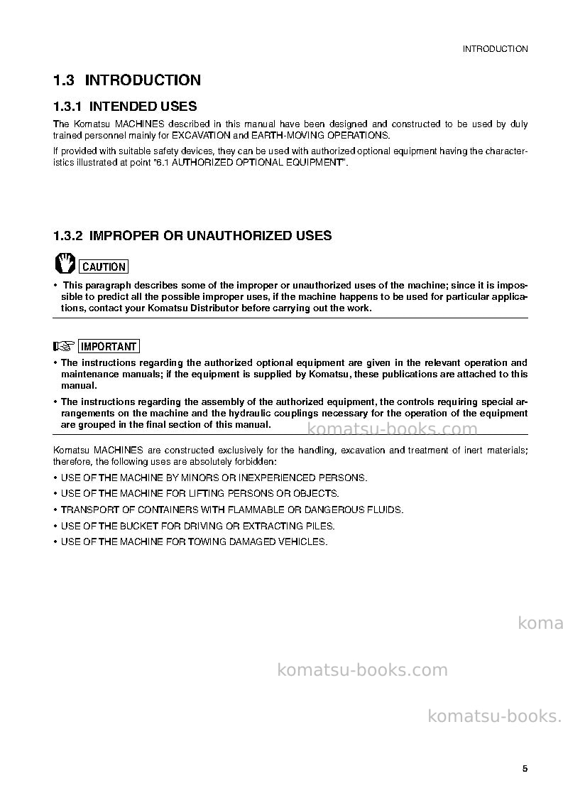 Komatsu sk815-5ita Operation manual cover Page 6